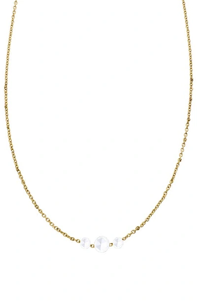 Sethi Couture Rose Cut 3-stone Diamond Necklace In Yellow Gold/ Diamond