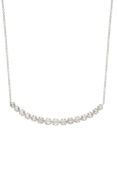 Sethi Couture Rose-cut Diamond Curve Bar Necklace In White Gold/ Diamond