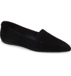 Taryn Rose Faye Pointy Toe Loafer In Black/ Black Suede