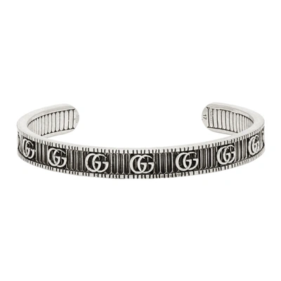 Gucci Metallic Marmont Silver Open Cuff Bracelet