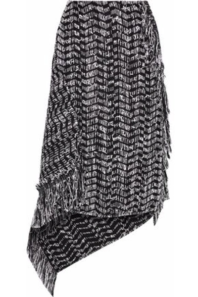 Roland Mouret Woman Pickhill Asymmetric Cotton-blend Tweed Midi Skirt Black