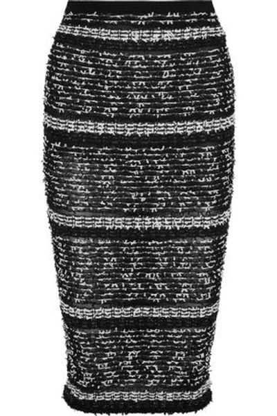 Roland Mouret Woman Gunby Metallic Bouclé And Ribbed-knit Pencil Skirt Black