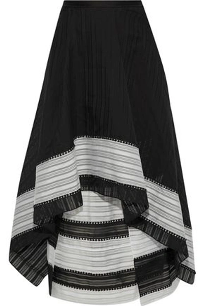 Roland Mouret Woman Northom Layered Cotton And Silk-blend Jacquard Midi Skirt Black