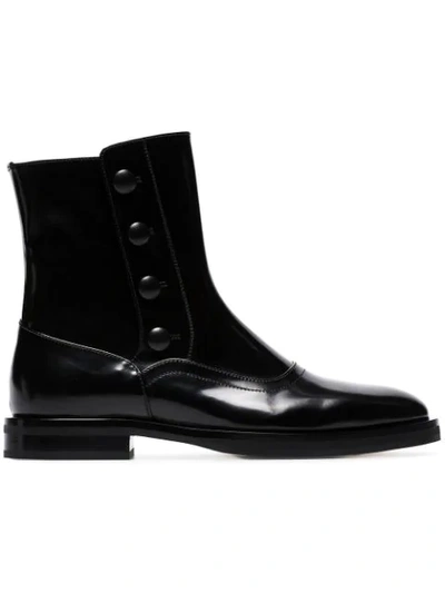 Alexander Mcqueen Black Button-detail Leather Ankle Boots