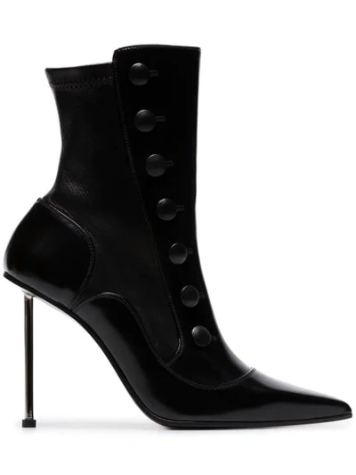 Alexander Mcqueen Black 105 Stiletto Heel Leather Ankle Boots