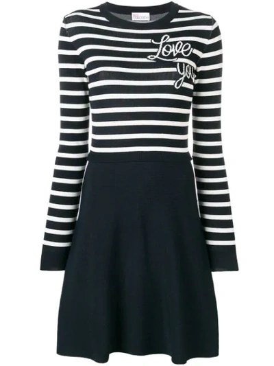 Red Valentino Love You Striped Knit Dress In Blue
