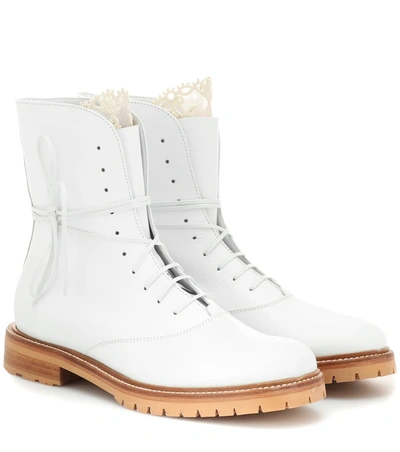 Gabriela Hearst Ruben Leather Ankle Boots In White