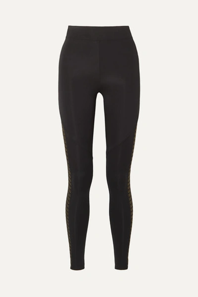 Koral Chameleon Metallic Mesh-paneled Stretch-scuba Leggings In Black