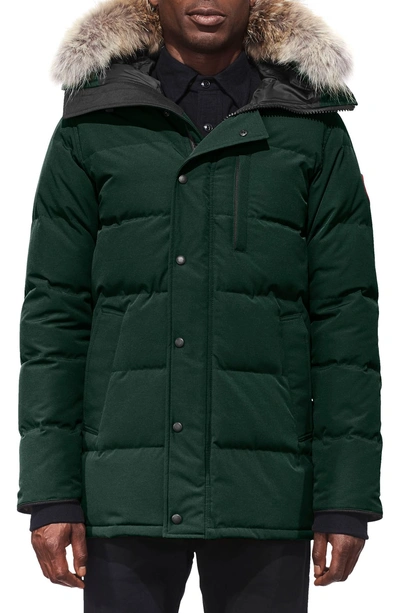 Canada Goose 'carson' Slim Fit Hooded Packable Parka With Genuine Coyote Fur Trim In Spruce