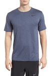 Nike Hyper Dry Training Tee In Light Carbon/ Blue/ Crimson