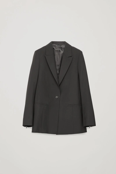 Cos Single-breasted Blazer With Zips In Black