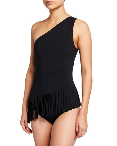 Chiara Boni La Petite Robe Sinead Off-the-shoulder One-piece Bathing Suit In Black