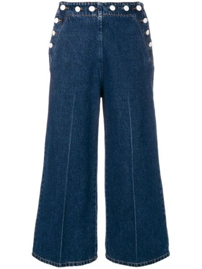 Msgm Wide-leg Cropped Jeans In Blue Washed