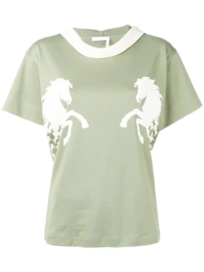 Chloé Horses Green Cotton T-shirt
