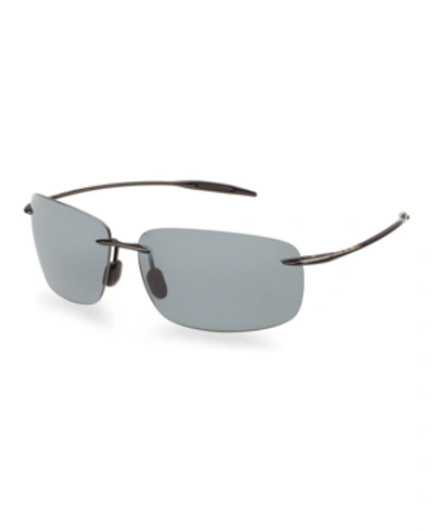 Maui Jim Breakwall Polarized Rimless Square Sunglasses, 63mm In Neutral Grey