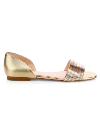 Kate Spade Henley Metallic Leather Flat Sandals In Gold Metal