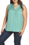 Vince Camuto V-neck Rumple Blouse In Green Bay
