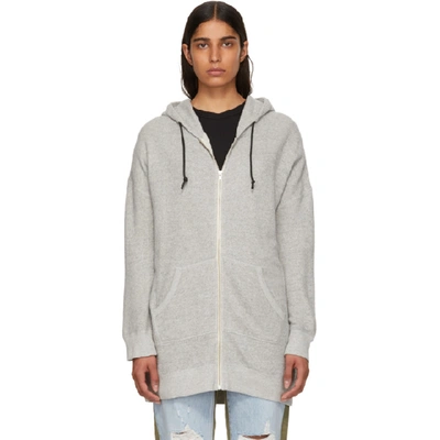 R13 Oversized Cotton-terry Hoodie In Hthr Grey