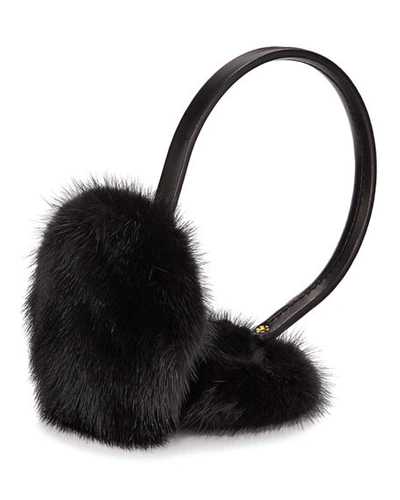 Surell Leather & Mink Fur Earmuffs In Black