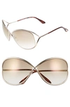Tom Ford Miranda 68mm Open Temple Oversize Metal Sunglasses In Shiny Rose Gold/ Brown