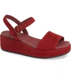 Camper Misia Platform Wedge Sandal In Medium Red Leather