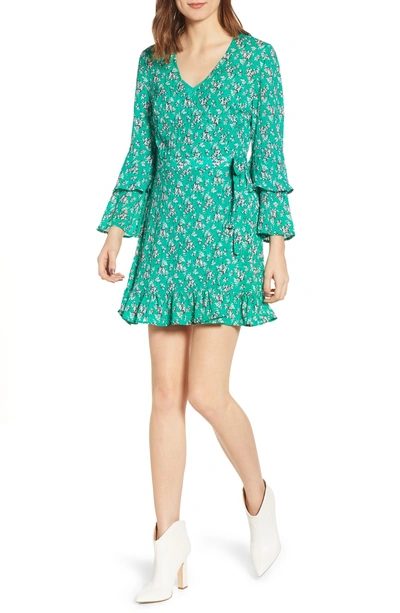 The Fifth Label Adventurer Floral Wrap Minidress In Green Floral