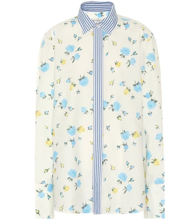 Golden Goose Floral-print Cotton-poplin Shirt In White