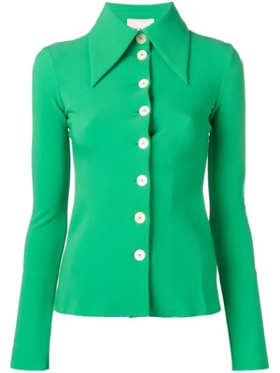 A.w.a.k.e. Oversized Collar And Buttons Shirt In Green