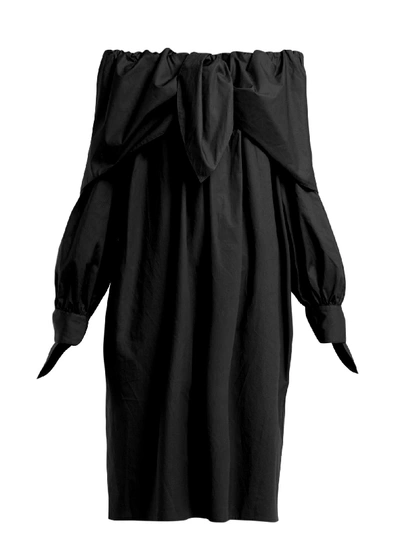 Merlette Isola Off-the-shoulder Cotton Dress In Black