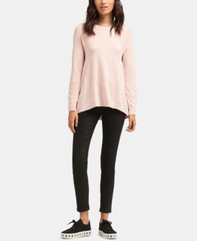 Dkny Long-sleeve Textured-knit Sweater In Light Pink