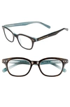 Kate Spade Rebecca 49mm Reading Glasses - Tortoise Aqua In Brown/blue