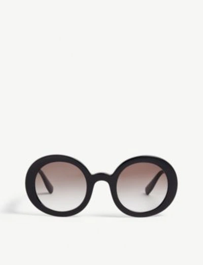 Miu Miu Womens Black Round Frame Sunglasses