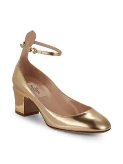 Valentino Garavani Tango Metallic Leather Pumps In Gold