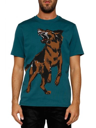 Balenciaga Dog Print T-shirt In Verde 