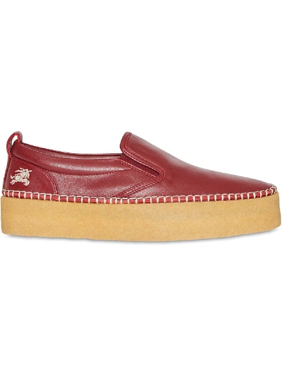 Burberry Leather Slip-on Sneakers In Red