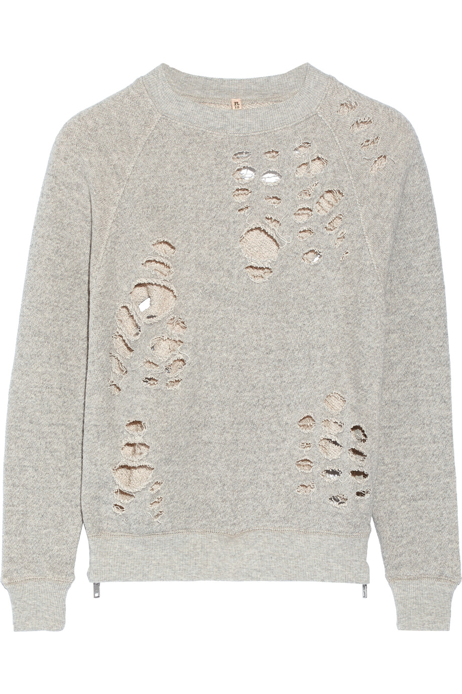 R13 Shredded Cotton-jersey Sweatshirt | ModeSens
