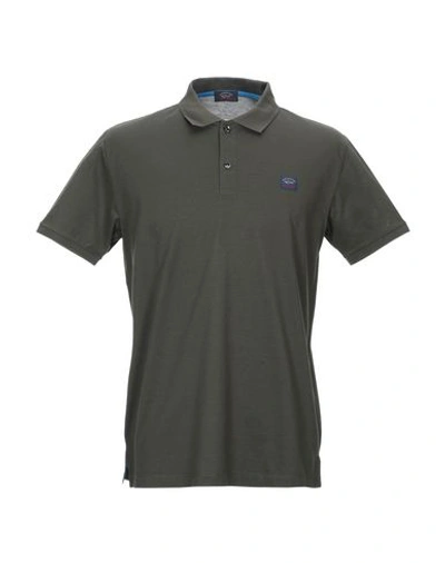 Paul & Shark Polo Shirts In Military Green