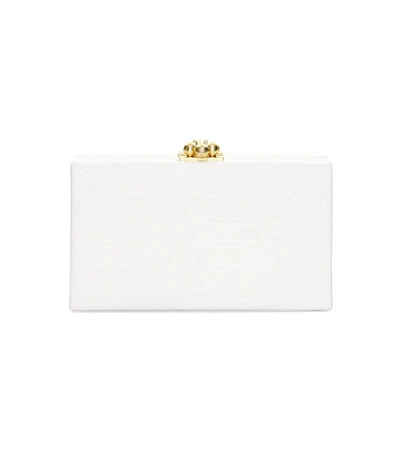 Edie Parker Jean Box Croc Clutch In White