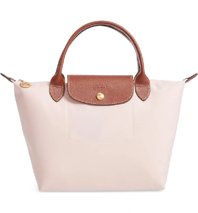 Longchamp Small Le Pliage Top Handle Tote In Pink Ice