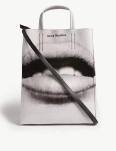 Acne Studios Baker Mouth-print Pvc Tote In Blk/wht ModeSens