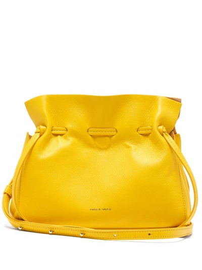 Mansur Gavriel Mini Lambskin Leather Drawstring Bag - Yellow In Sun/ Rosa