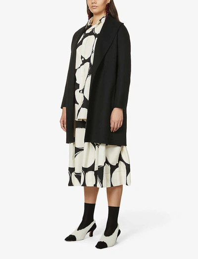 's Max Mara S Max Mara Womens Black Messi Wool Wrap Coat