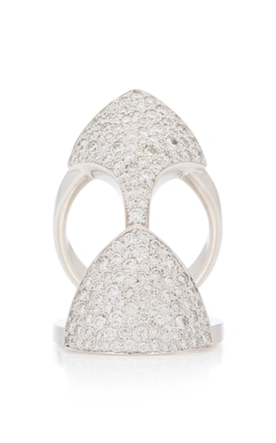 Akillis Python Armor 18k Gold Diamond Ring In White