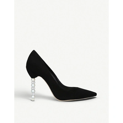 Sophia Webster Coco Crystal And Pearl-heel Courts In Black