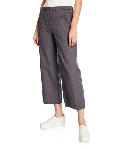 Aspesi Pinstripe Cropped Wide-leg Cotton-blend Pants In Gray