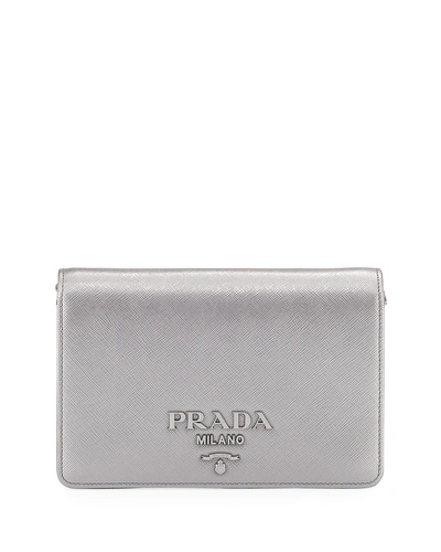 Prada Monochrome French Wallet In Silver