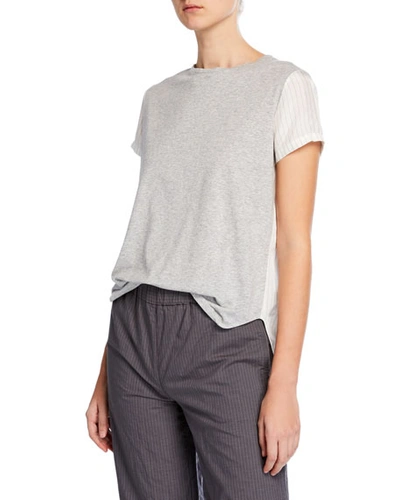 Aspesi Crewneck Short-sleeve T-shirt W/ Contrast Back & Sleeves In Multi Pattern