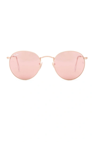 Ray Ban Round Sunglasses In Matte Gold