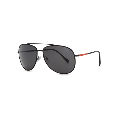 Prada Linea Rossa Black Aviator-style Sunglasses