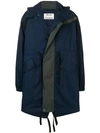 Acne Studios Contrast-panel Cotton Parka In Midnight Blue